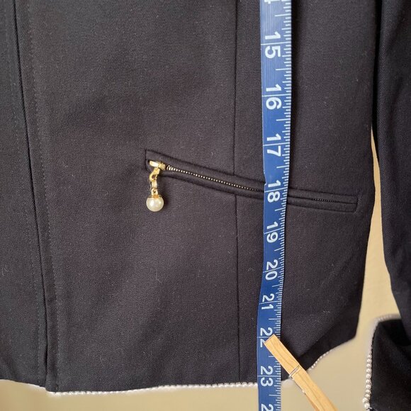 St. John Sport S Black & Pearl Designer Knit Sportcoat Timeless Classic - Picture 11 of 15